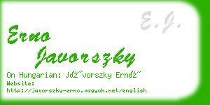 erno javorszky business card